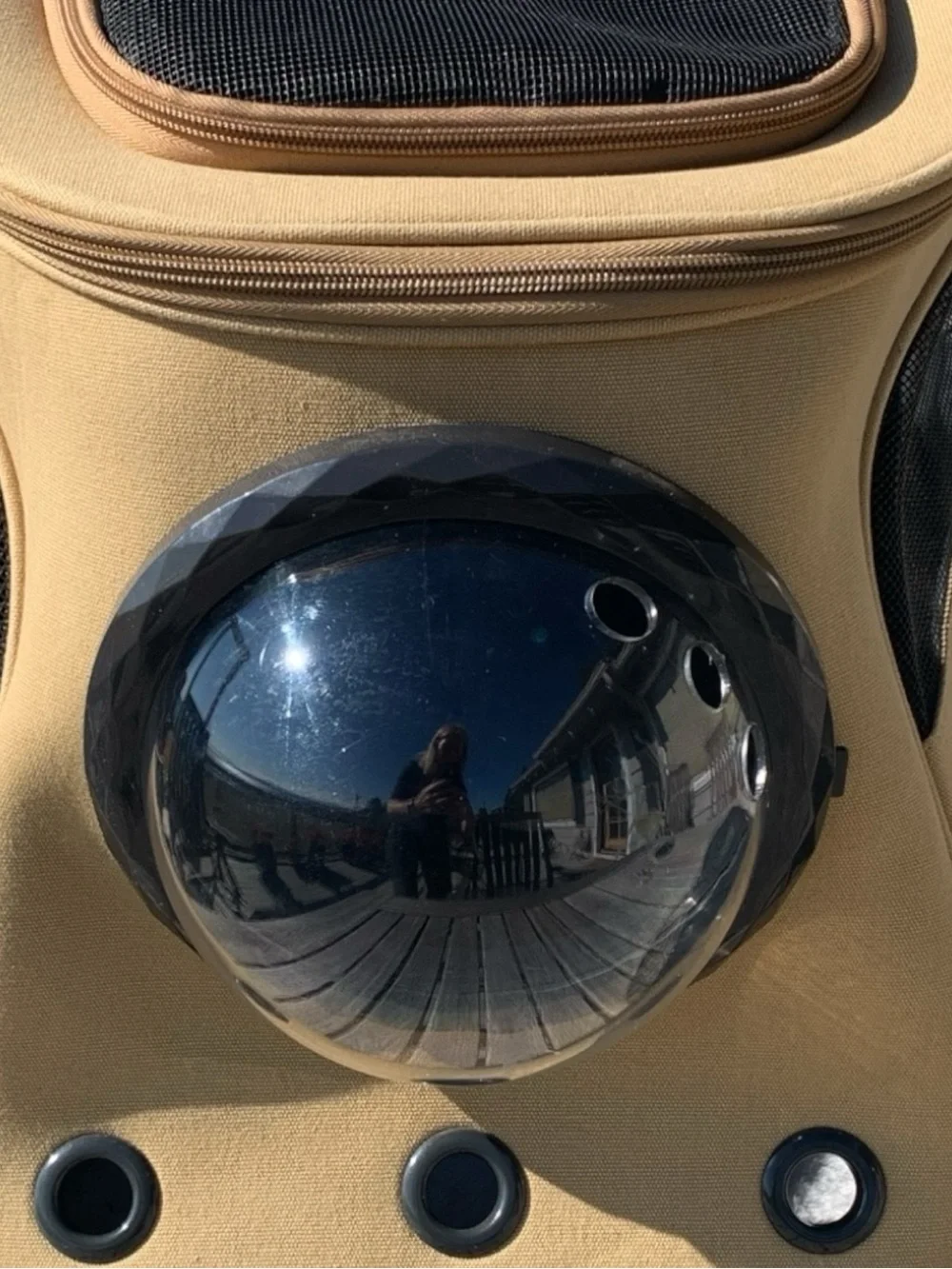 Bubble Window Tan Cat Carrier Backpack for Travel